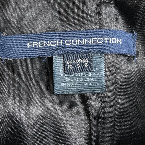 French Connection Floral Jacquard Metallic Strapless Dress Fitted Gray Party - Picture 3 of 8